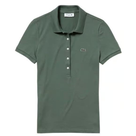 Lacoste Women's Legacy Short Sleeve Slim Fit Stretch Polo Shirt Grassy 8 - Picture 1 of 3